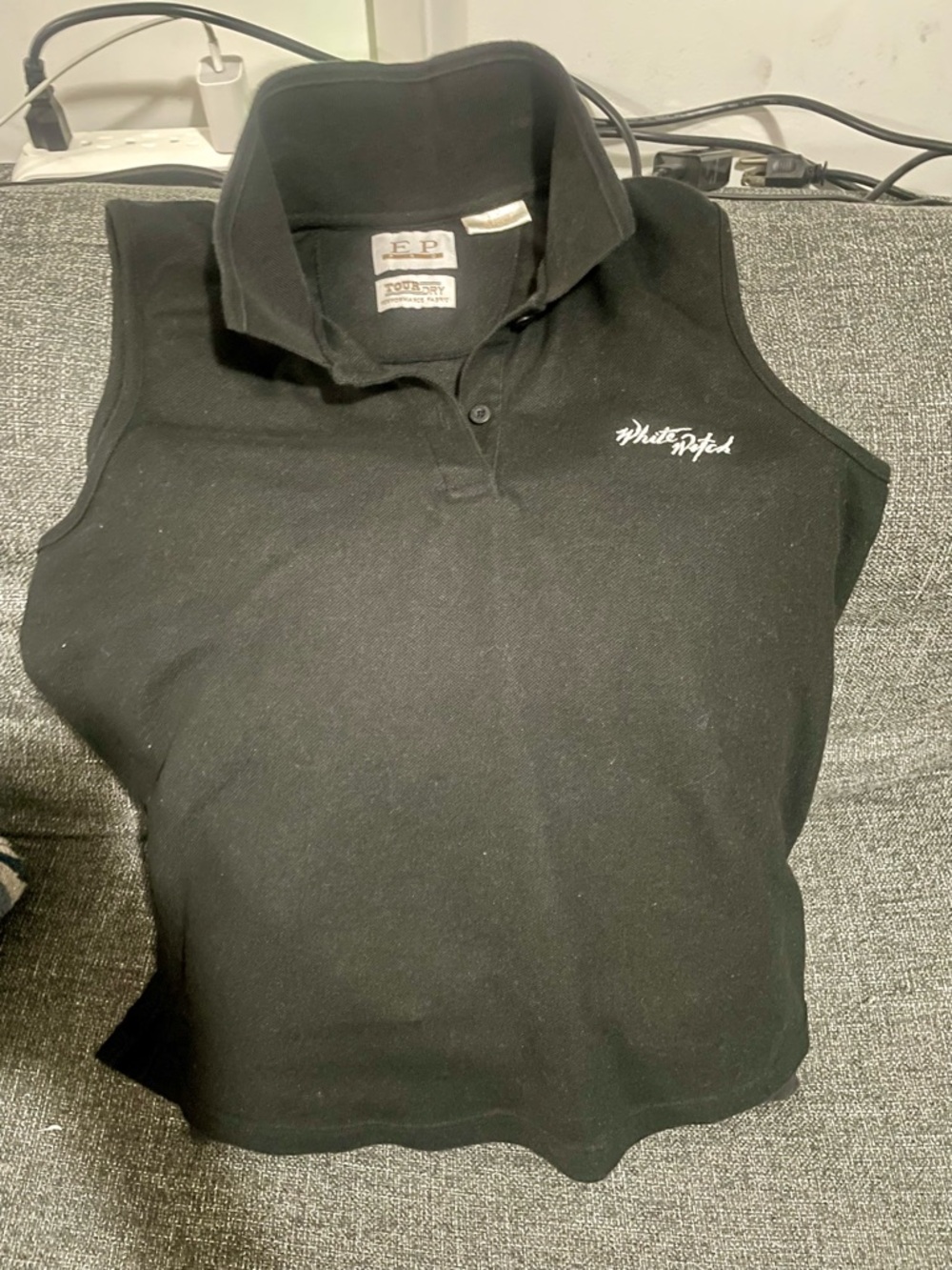 EP Pro Black Polo Top with White Label Accents